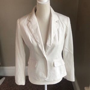 New York and Company White and Cream Pinstripe Blazer